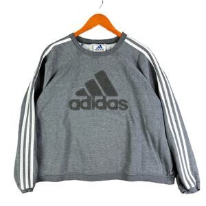 Adidas Sherpa Carpet Logo Crewneck Sweater Fleece Vintage 90s Tag Gray Womens XL